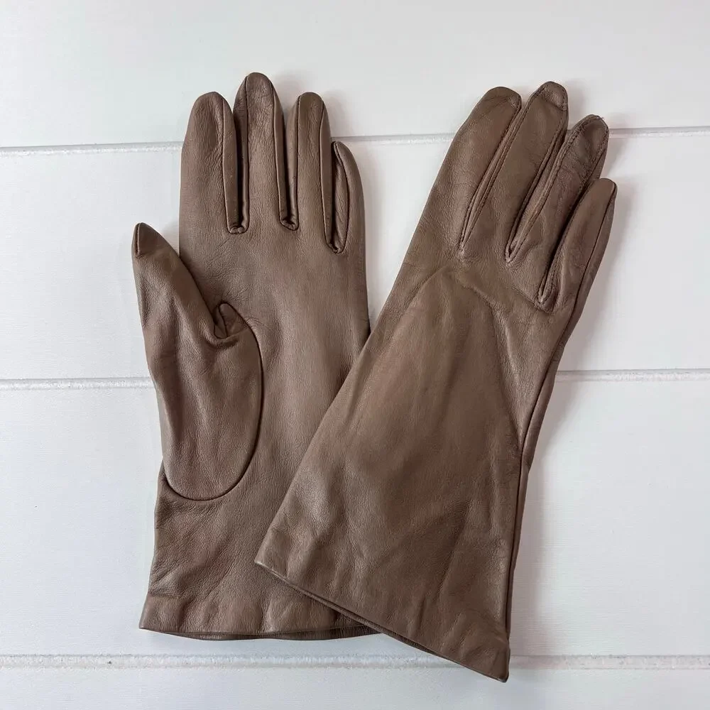 Grandoe Vintage Light brown Women’s leather Gloves Size 7.5